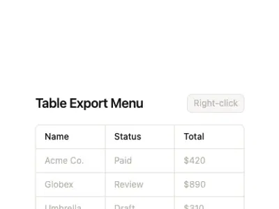 Context Menu Table 3 preview