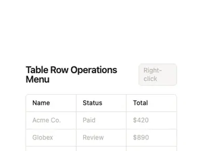 Context Menu Table 4 preview
