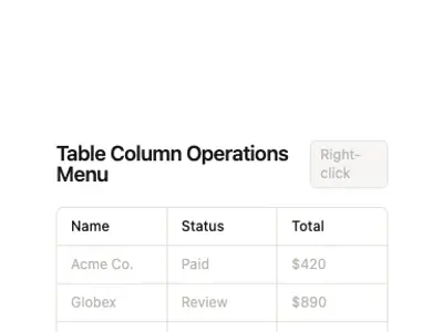 Context Menu Table 5 preview